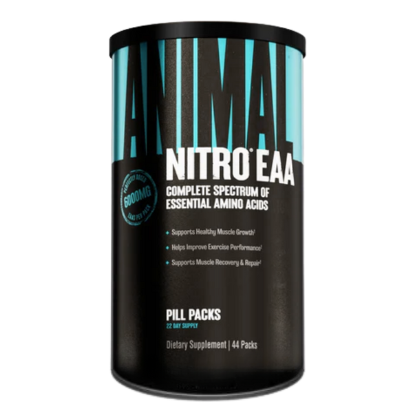 Supplement container labeled 'Nitro EAA' on a white background