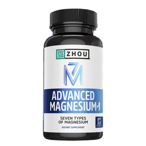 Zhou Advanced Magnesium+ 60 Capsules bottle on a white background.