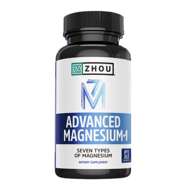 Zhou Advanced Magnesium+ 60 Capsules bottle on a white background.