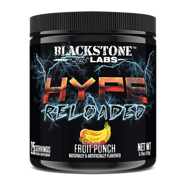 Blackstone Labs Hype Reloaded supplement container on a white background
