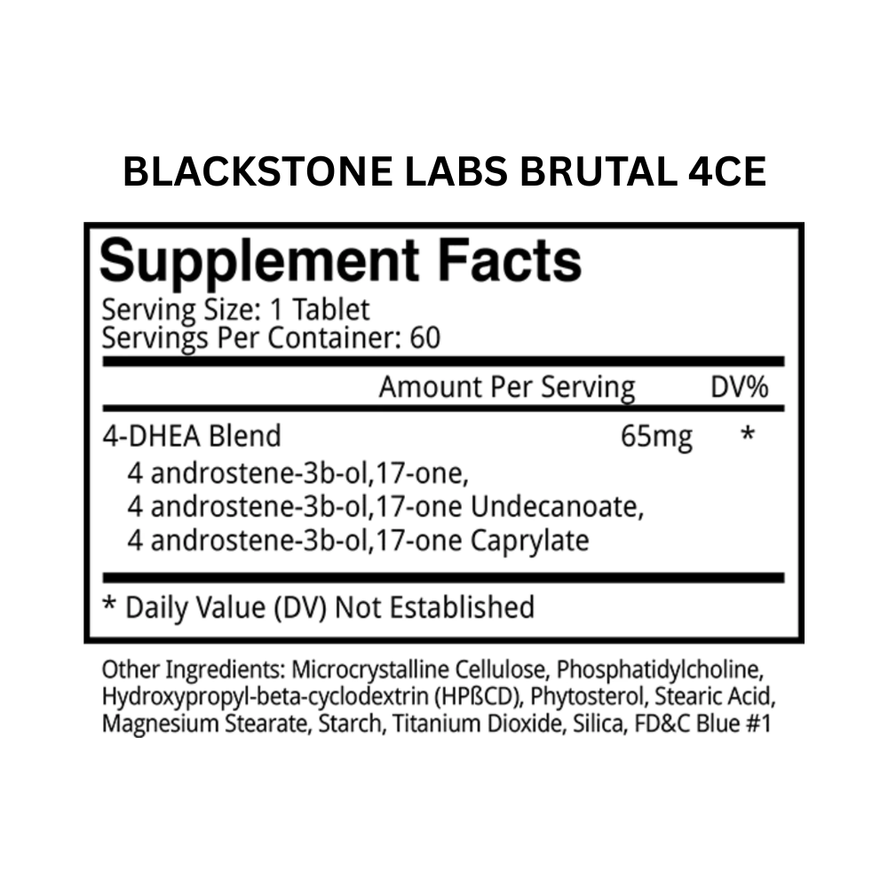 A bottle of Blackstone Labs Brutal 4ce, Chosen 1, and Abnormal on a white background