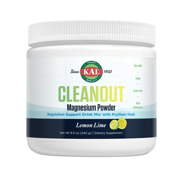 CLEARANCE: Kal Cleanout Magnesium Powder Lemon Lime 240g EXP 08/2026