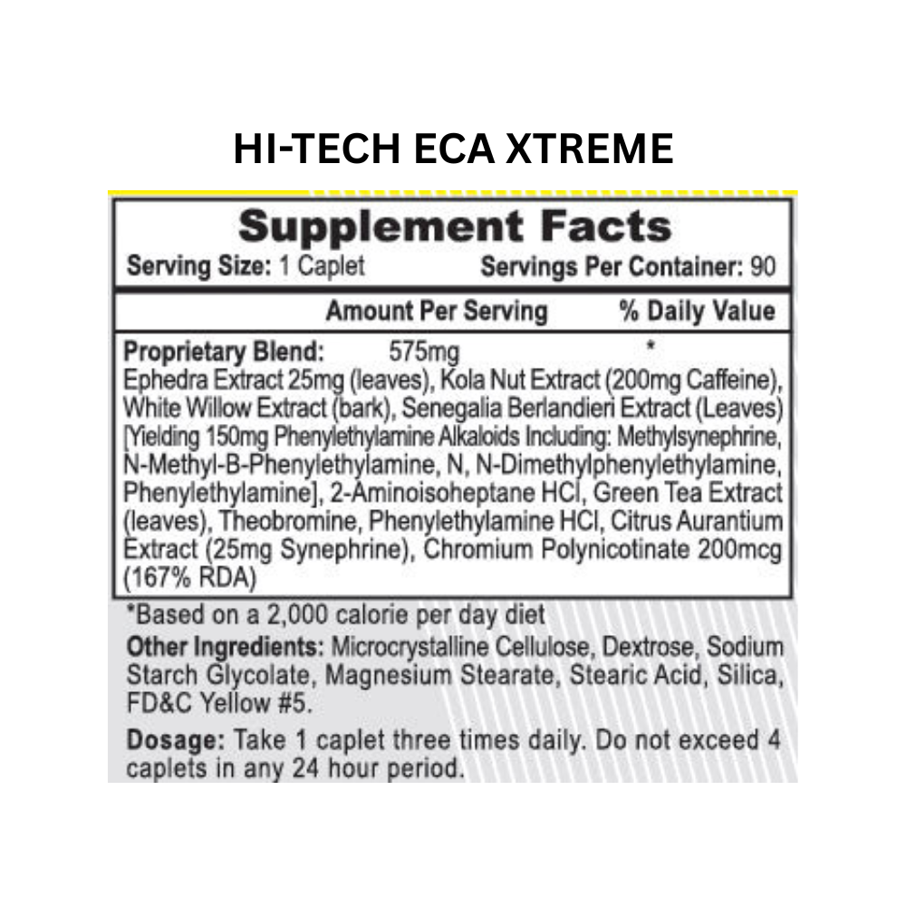 Two supplement bottles labeled ECA Xtreme and two supplement bottles labeled CLA 1000 on a white background