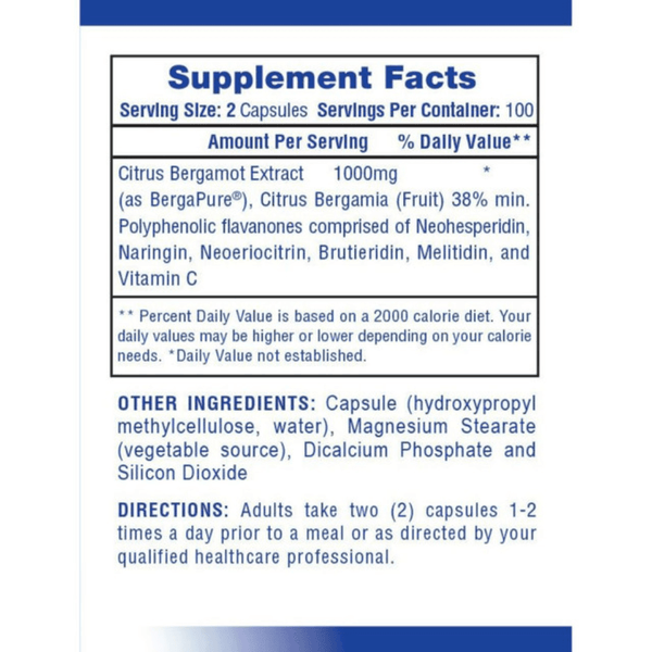  Hi-Tech Pharmaceuticals Citrus Bergamot 100 Capsules 
