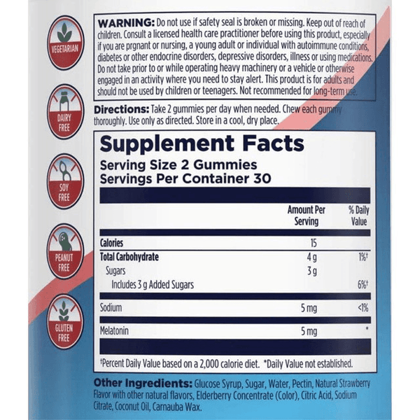 Kal KAL Melatonin 5mg 60 Strawberry Gummies 