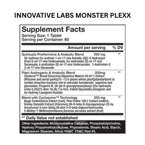 Hi-Tech Pharmaceuticals Monster Plexx supplement facts on a white background.