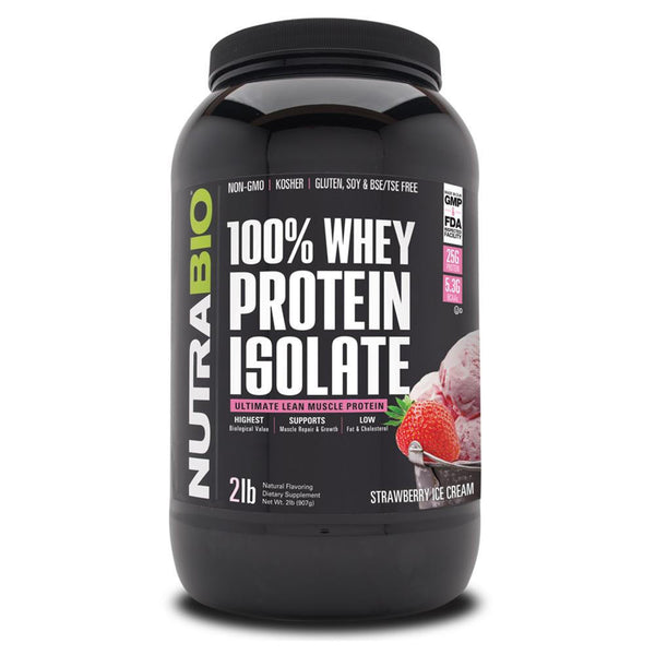  NutraBio 100% Whey Protein Isolate 2lb 