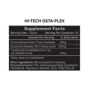 Supplement facts label for HI-TECH OSTA-PLEX on a white background