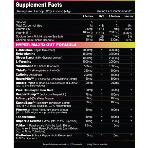  Performax Labs HyperMax'd Out 20/40 Servings 