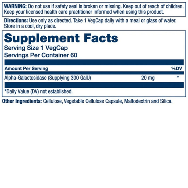  Solaray Bean Enzyme 60 Capsules 