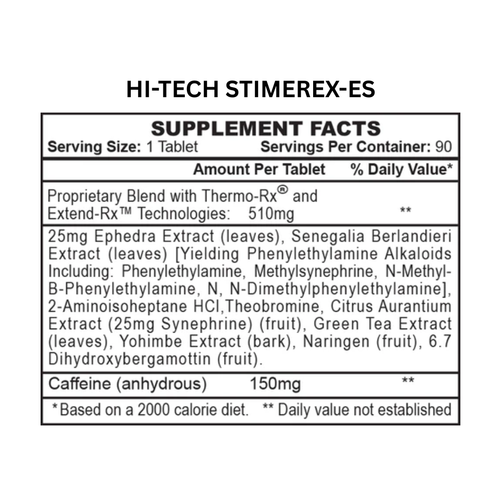 Two dietary supplement bottles labeled 'Stimerex-ES' and 'Keto Lean' on a white background.
